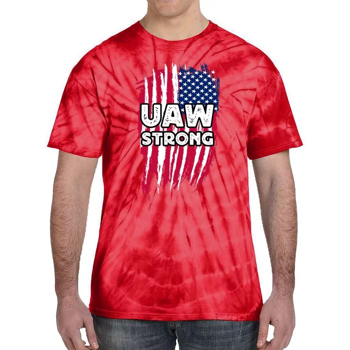 UAW Strong Solidarity UAW Laborer Worker UAW Proud Union America Flag Tie-Dye T-Shirt