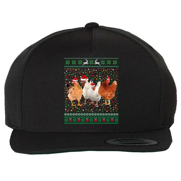 Ugly Sweater Santa Hat Christmas Chicken Lover Animal Hat Funny Gift Wool Snapback Cap