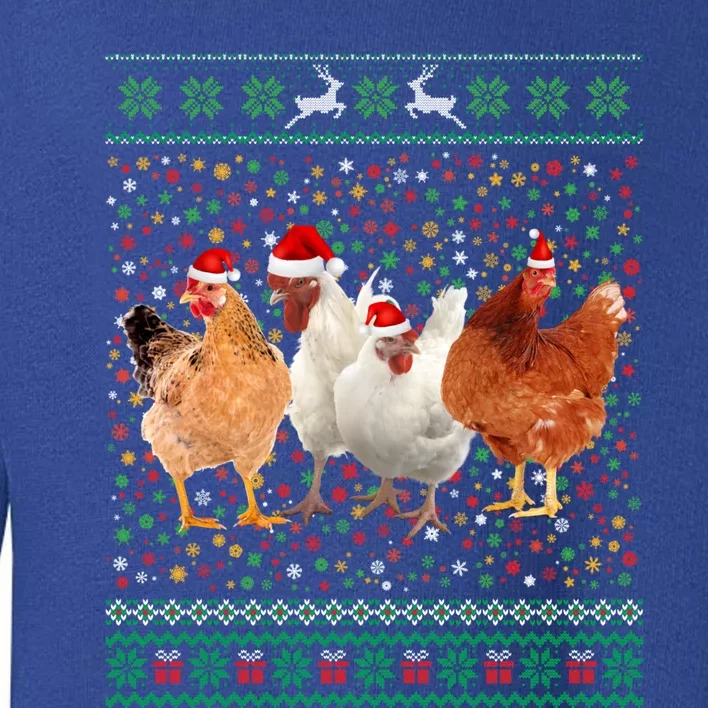 Ugly Sweater Santa Hat Christmas Chicken Lover Animal Hat Funny Gift Toddler Sweatshirt