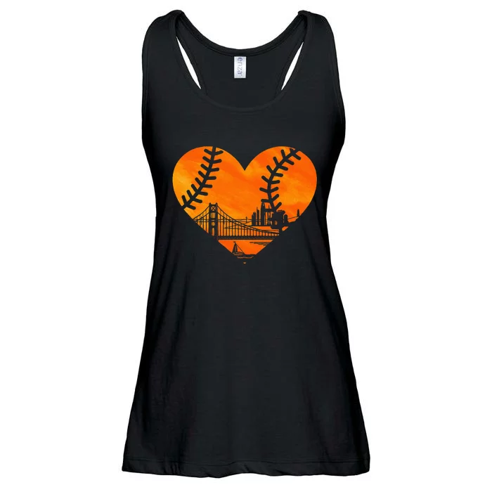 Us State San Francisco Baseball Vintage Heart Ladies Essential Flowy Tank