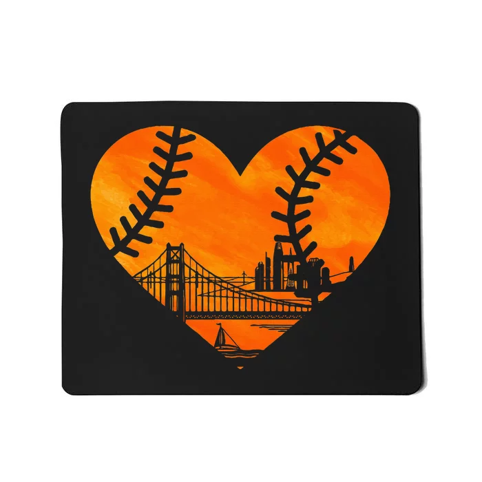 Us State San Francisco Baseball Vintage Heart Mousepad