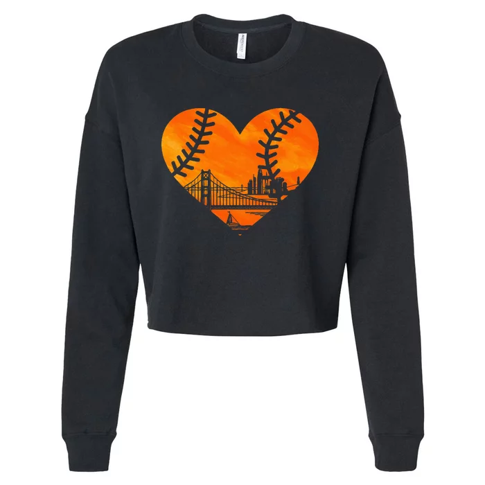 Us State San Francisco Baseball Vintage Heart Cropped Pullover Crew