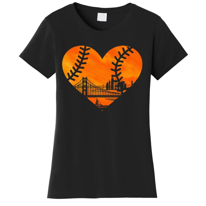 Us State San Francisco Baseball Vintage Heart Women's T-Shirt