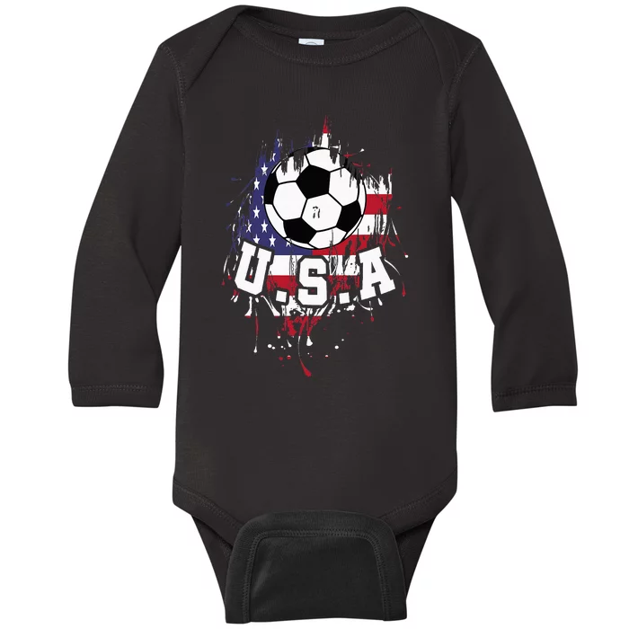 United States Soccer American Football USA Futbol Baby Long Sleeve Bodysuit