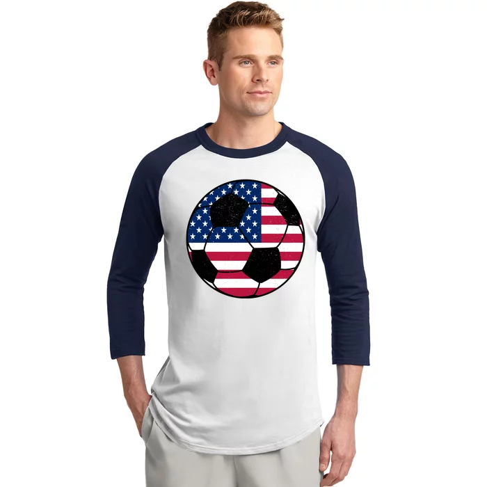 United States Soccer Ball Sport Vintage Baseball Sleeve Shirt