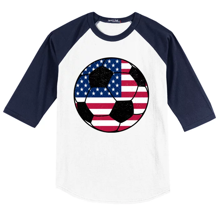 United States Soccer Ball Sport Vintage Baseball Sleeve Shirt