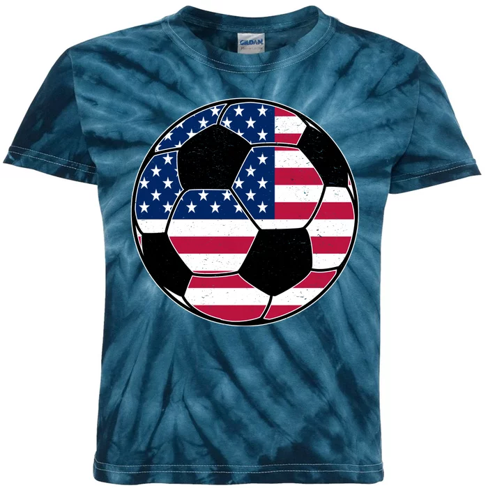 United States Soccer Ball Sport Vintage Kids Tie-Dye T-Shirt