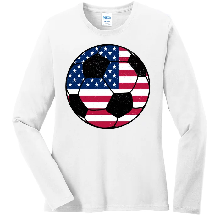 United States Soccer Ball Sport Vintage Ladies Long Sleeve Shirt