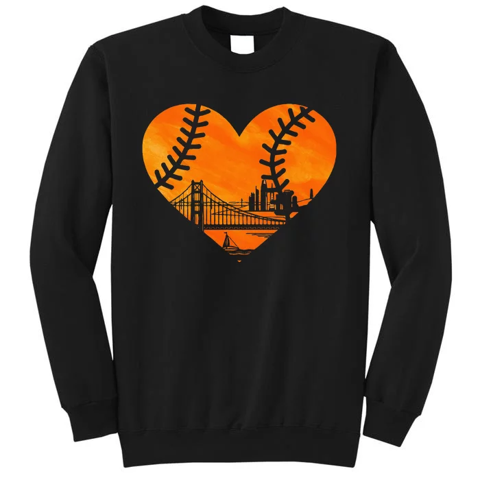 US State San Francisco Baseball Vintage Heart Tall Sweatshirt