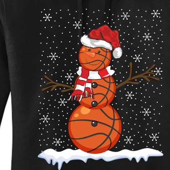 Ugly Sweater Style Snowman Basketball Ball Christmas Women's Pullover Hoodie