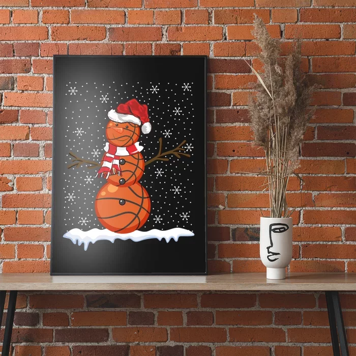 Ugly Sweater Style Snowman Basketball Ball Christmas Poster