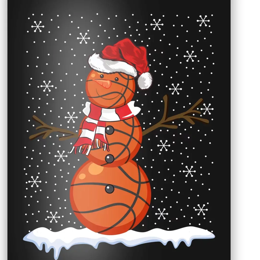 Ugly Sweater Style Snowman Basketball Ball Christmas Poster