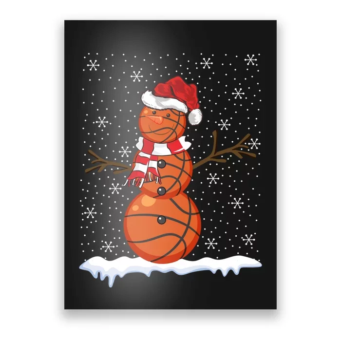 Ugly Sweater Style Snowman Basketball Ball Christmas Poster