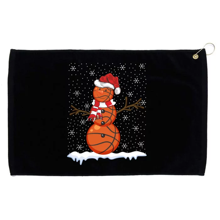 Ugly Sweater Style Snowman Basketball Ball Christmas Grommeted Golf Towel