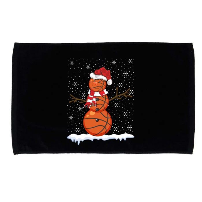 Ugly Sweater Style Snowman Basketball Ball Christmas Microfiber Hand Towel