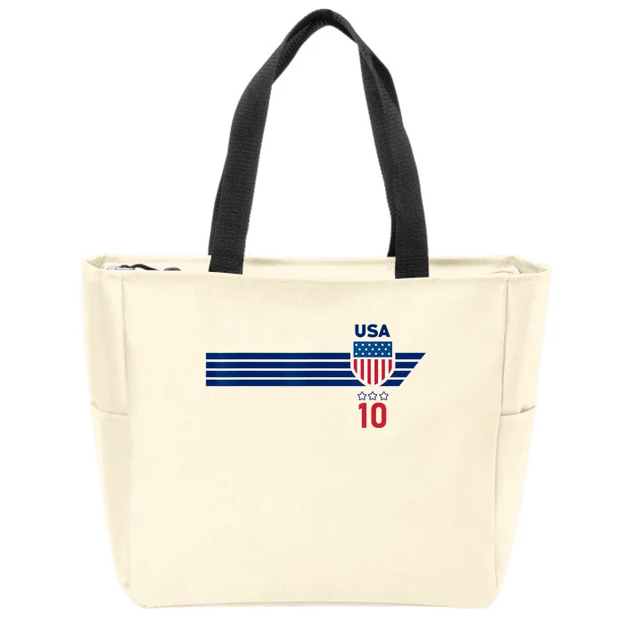 USA Stars Stripes Patriotism US Soccer Fan Jersey Zip Tote Bag