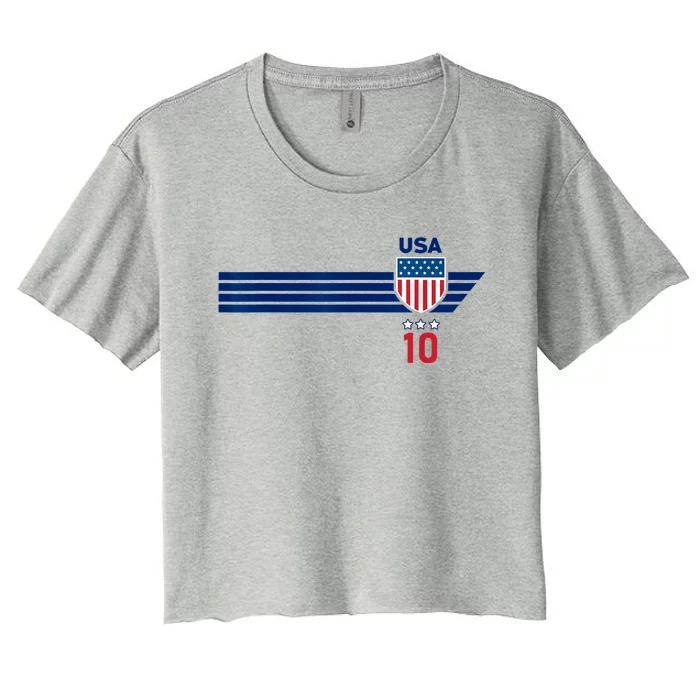 USA Stars Stripes Patriotism US Soccer Fan Jersey Women's Crop Top Tee