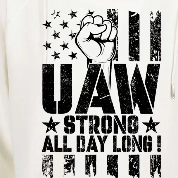 UAW Strong Solidarity UAW Proud Union UAW Laborer Worker Womens Funnel Neck Pullover Hood