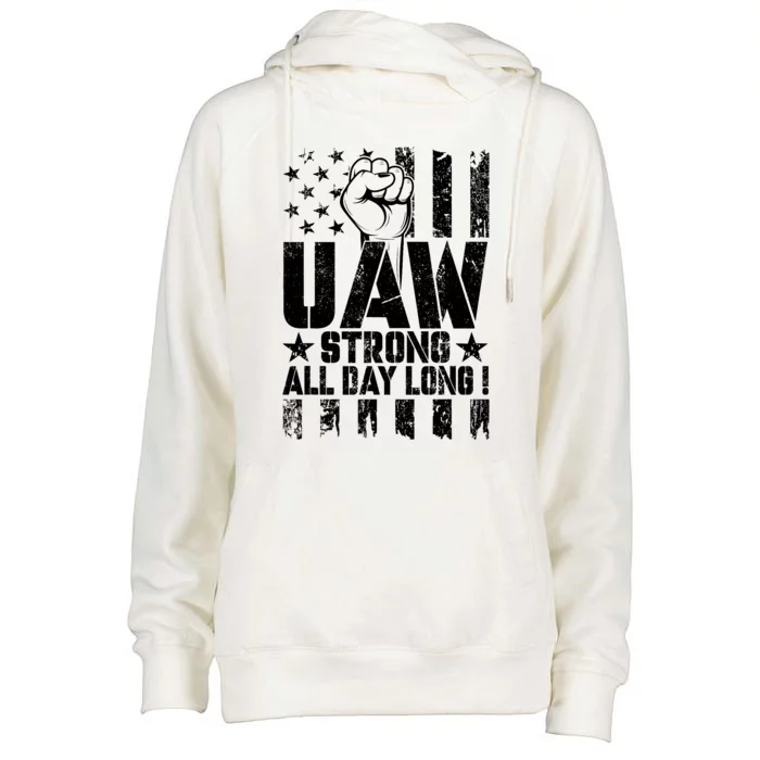 UAW Strong Solidarity UAW Proud Union UAW Laborer Worker Womens Funnel Neck Pullover Hood