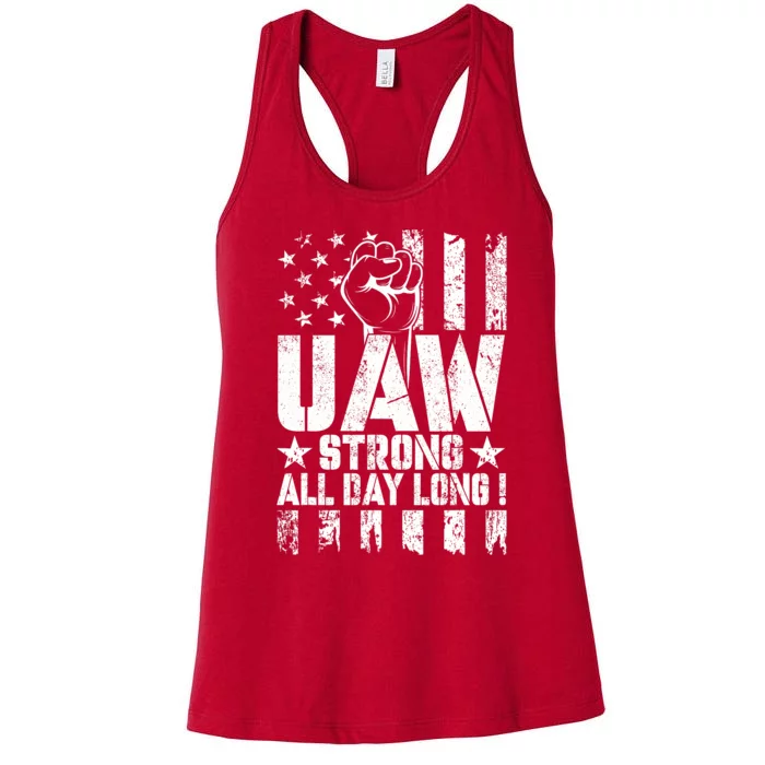 UAW Strong Solidarity UAW Proud Union UAW Laborer Worker Women's Racerback Tank