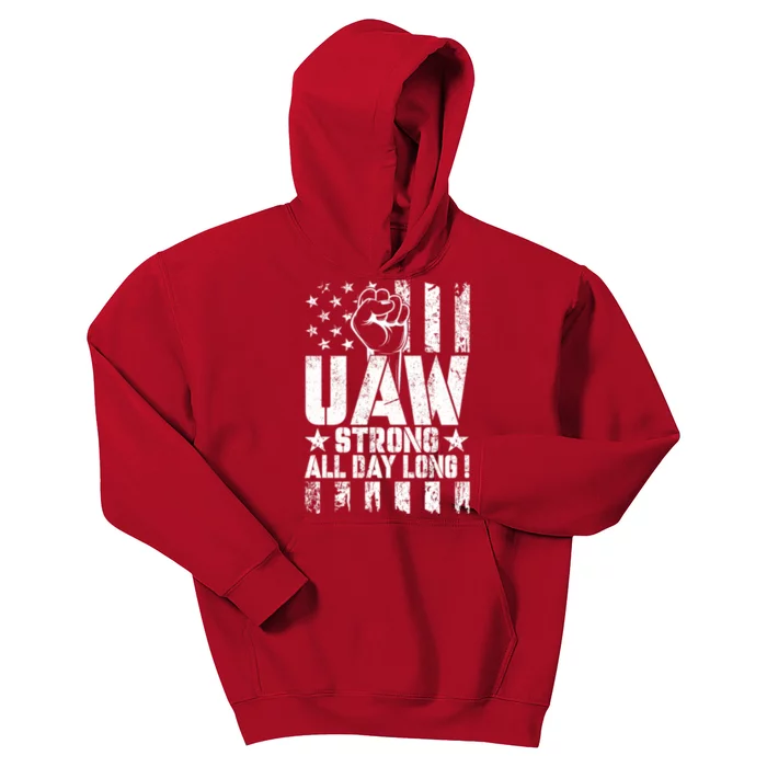 UAW Strong Solidarity UAW Proud Union UAW Laborer Worker Kids Hoodie