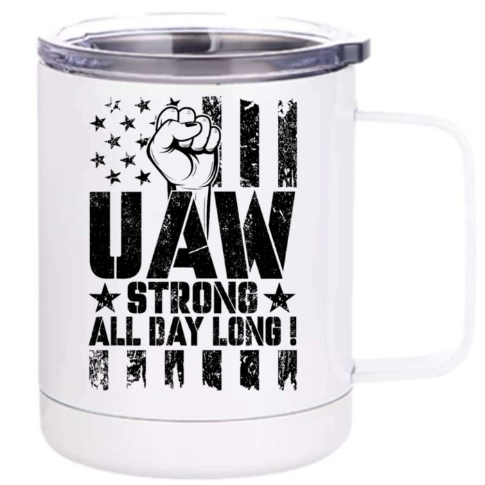 UAW Strong Solidarity UAW Proud Union UAW Laborer Worker Front & Back 12oz Stainless Steel Tumbler Cup