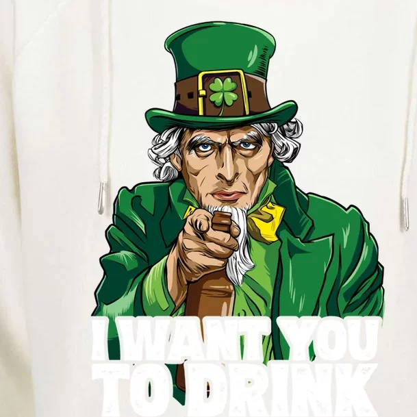 Uncle Sam St Patricks Day I Want You To Leprechaun Gift Womens Funnel Neck Pullover Hood