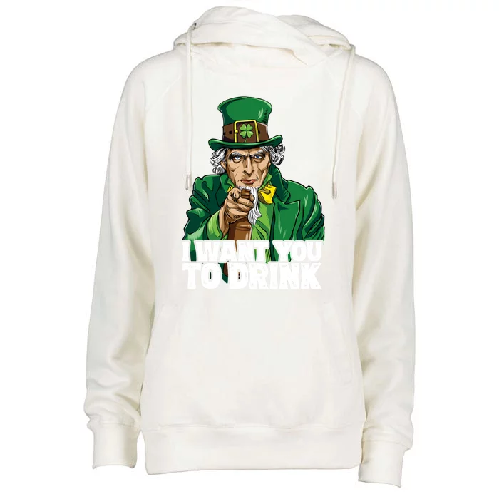 Uncle Sam St Patricks Day I Want You To Leprechaun Gift Womens Funnel Neck Pullover Hood