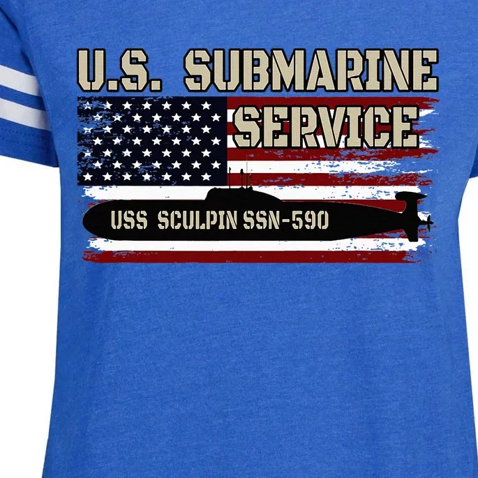 USS Sculpin SSN590 Submarine Veterans Day Father's Day Enza Ladies Jersey Football T-Shirt