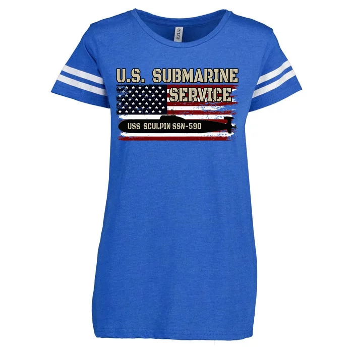 USS Sculpin SSN590 Submarine Veterans Day Father's Day Enza Ladies Jersey Football T-Shirt