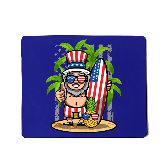 Uncle Sam Surfing America 4th Of July Pineapple Beach Vibe Gift Mousepad