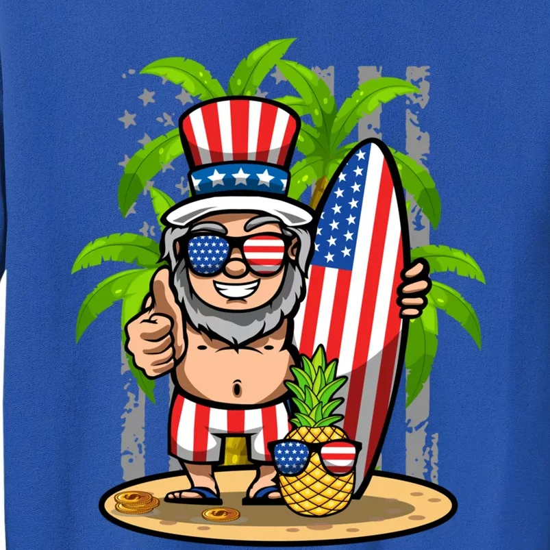 Uncle Sam Surfing America 4th Of July Pineapple Beach Vibe Gift Tall Sweatshirt