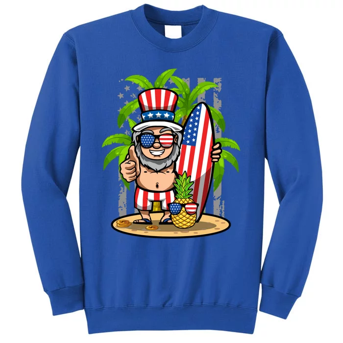 Uncle Sam Surfing America 4th Of July Pineapple Beach Vibe Gift Tall Sweatshirt