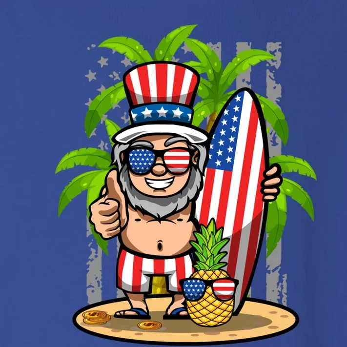 Uncle Sam Surfing America 4th Of July Pineapple Beach Vibe Gift Toddler Long Sleeve Shirt