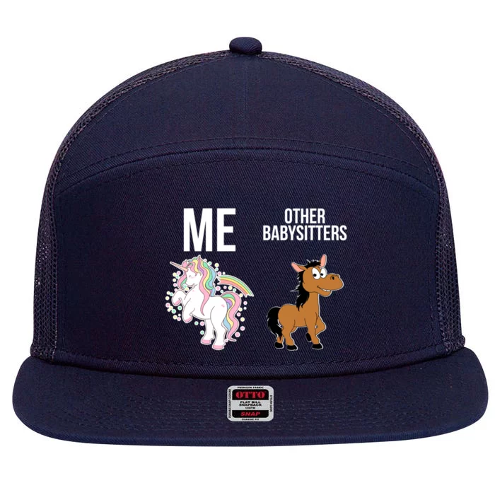 Unicorn Sitter Sitting Sitters Meaningful Gift 7 Panel Mesh Trucker Snapback Hat