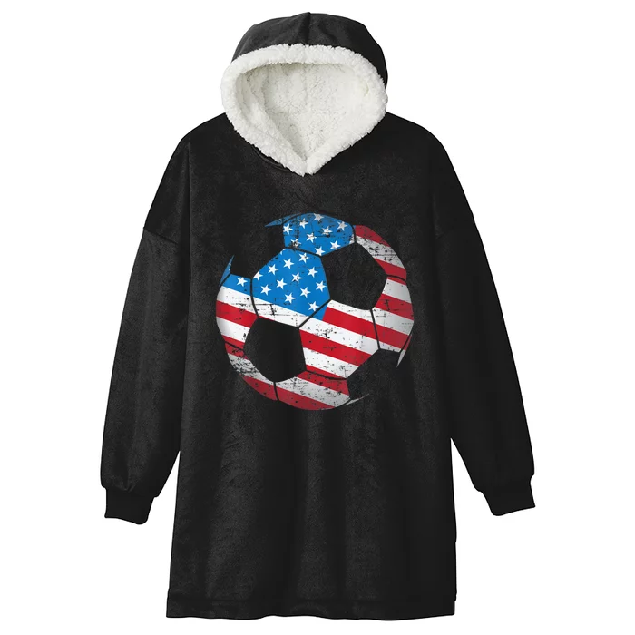 United States Soccer Ball Flag Jersey Shirt USA Football Hooded Wearable Blanket