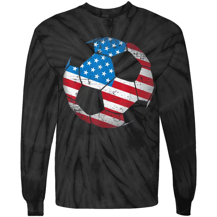 United States Soccer Ball Flag Jersey Shirt USA Football Tie-Dye Long Sleeve Shirt