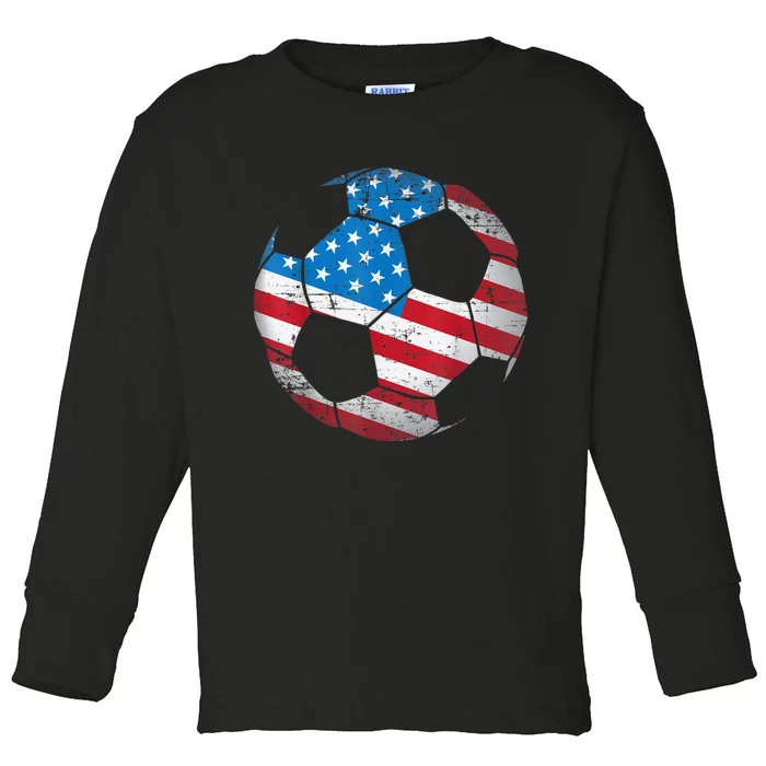 United States Soccer Ball Flag Jersey Shirt USA Football Toddler Long Sleeve Shirt