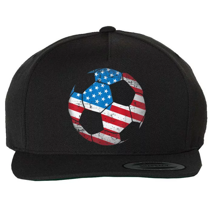 United States Soccer Ball Flag Jersey Shirt USA Football Wool Snapback Cap