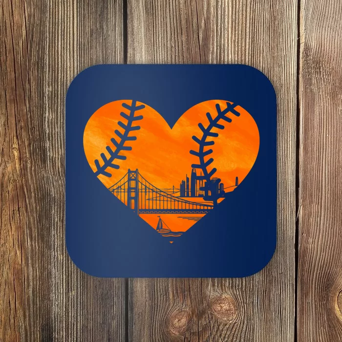 US State San Francisco Baseball Vintage Heart Coaster