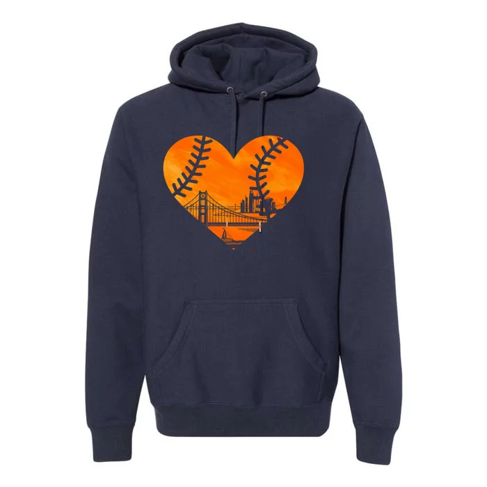 US State San Francisco Baseball Vintage Heart Premium Hoodie