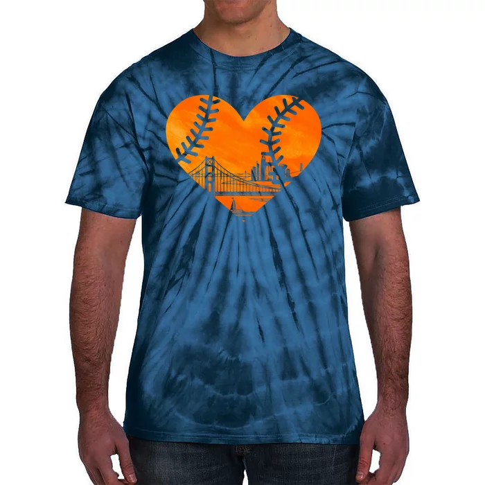 US State San Francisco Baseball Vintage Heart Tie-Dye T-Shirt