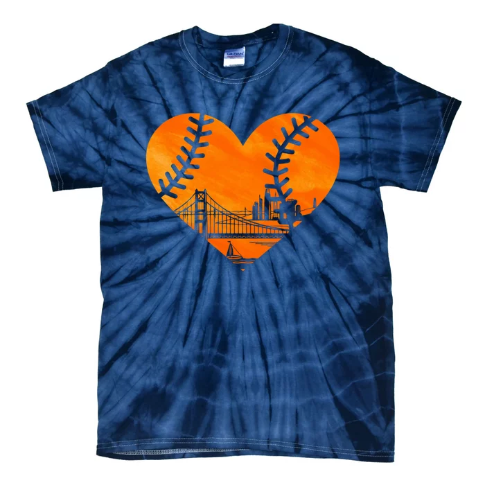 US State San Francisco Baseball Vintage Heart Tie-Dye T-Shirt