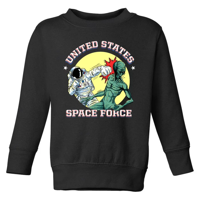 United States Space Force Funny Space Lover & UFO Alien Toddler Sweatshirt