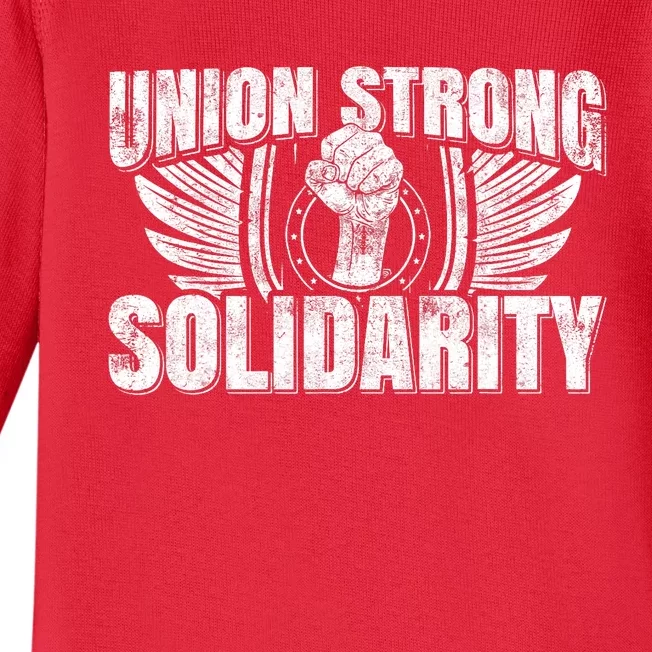 Union Strong Solidarity UAW Worker Laborer Baby Long Sleeve Bodysuit