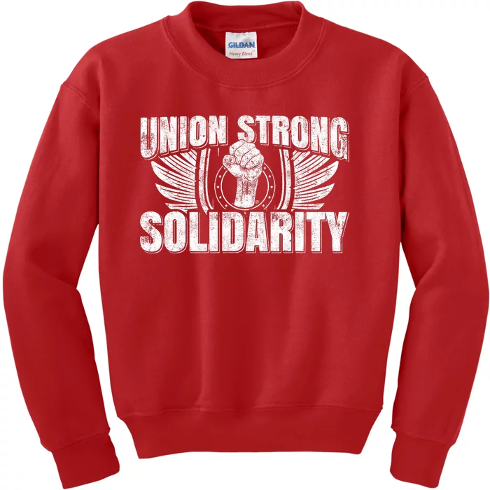 Union Strong Solidarity UAW Worker Laborer Kids Sweatshirt