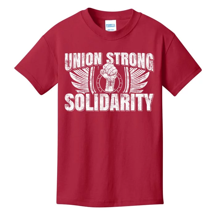 Union Strong Solidarity UAW Worker Laborer Kids T-Shirt