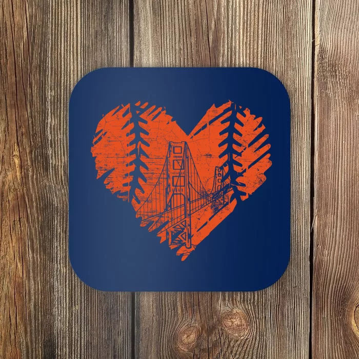 US State San Francisco Baseball Vintage Heart Coaster