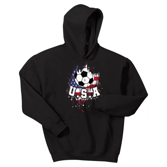 United States Soccer American Football Usa Futbol Kids Hoodie