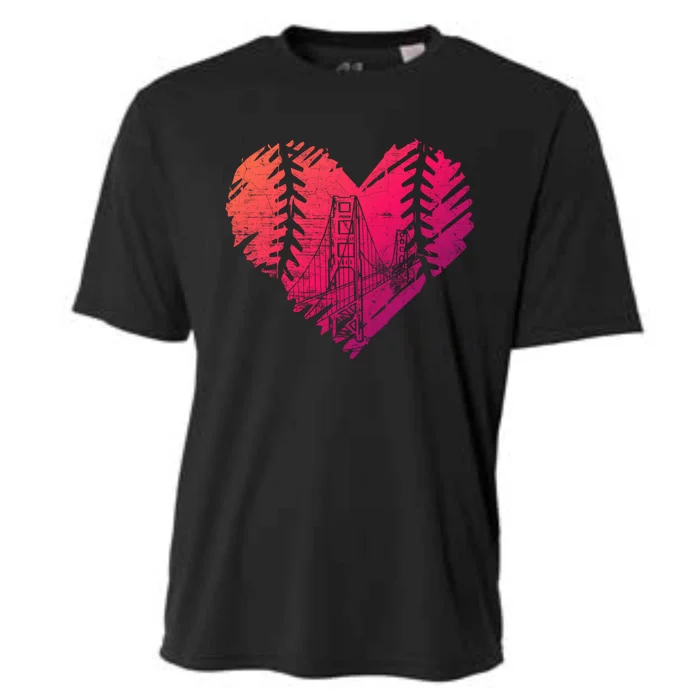 Us State San Francisco Baseball Vintage Heart Gift Cooling Performance Crew T-Shirt